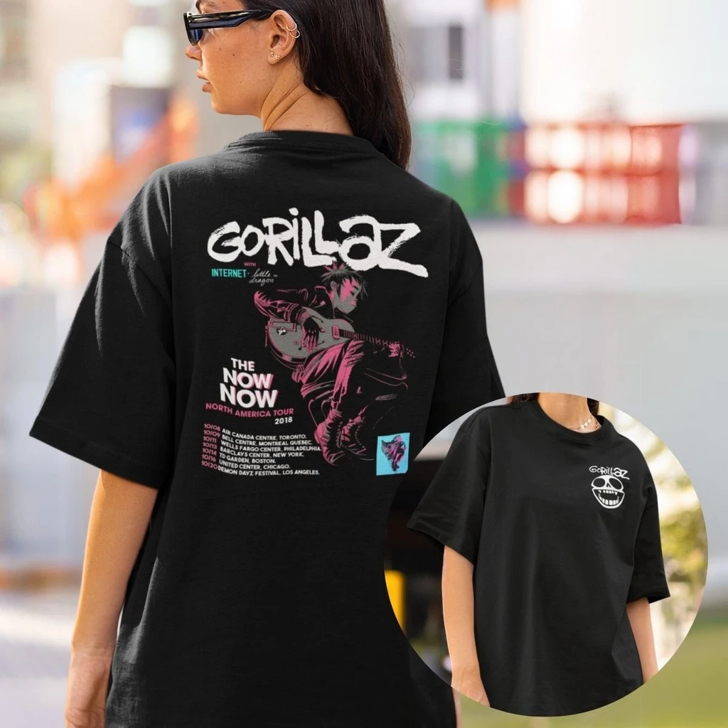 Camiseta Basica e OVERSIZED Gorillaz The Now North America Demon