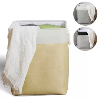 Cesto de roupa suja em tecido 50 litros com alças organizador multiuso