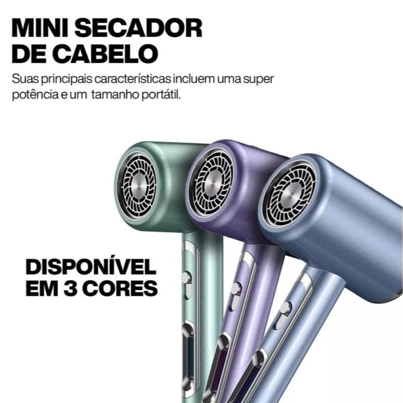 Mini Secador de Cabelo Portátil – Potência Máxima em Qualquer Lugar ...