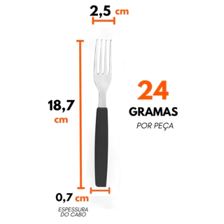 KIT - Garfo de Mesa Churrasco Restaurante Em Aço Inox Cabo Preto