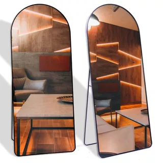 Espelho Base Reta Corpo Inteiro 170x70 Com Suporte de Chão Moldura Alumínio Quarto Sala Decorativo