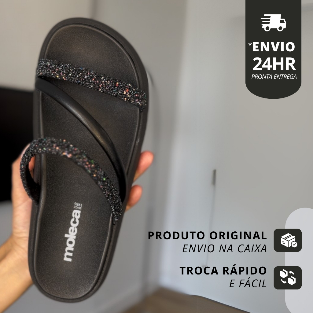 Papete Feminina Original Moleca Brilho | Shopee Brasil