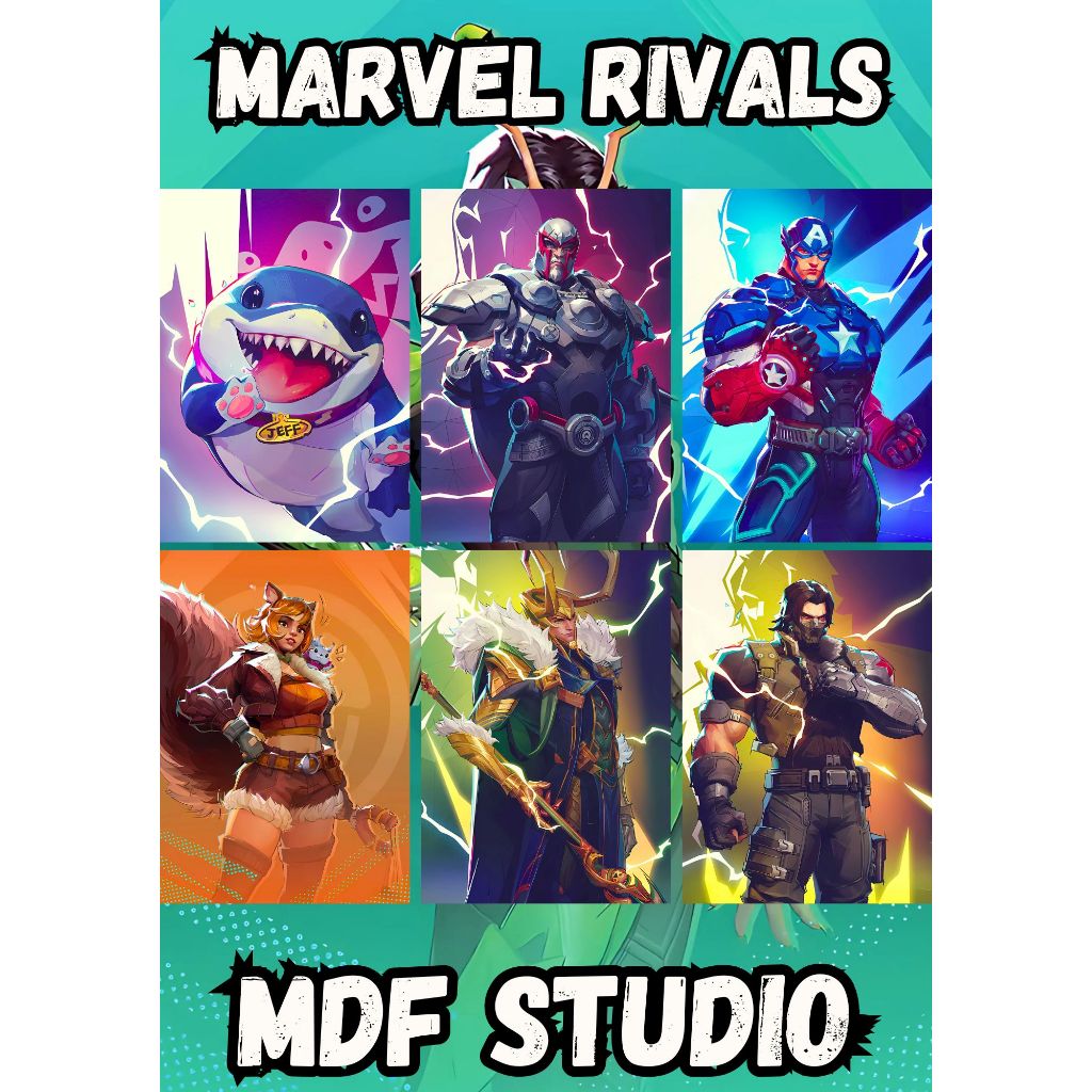 Placas Quadros Decorativos - Marvel Rivals | Heróis e Vilões em Grandes ...