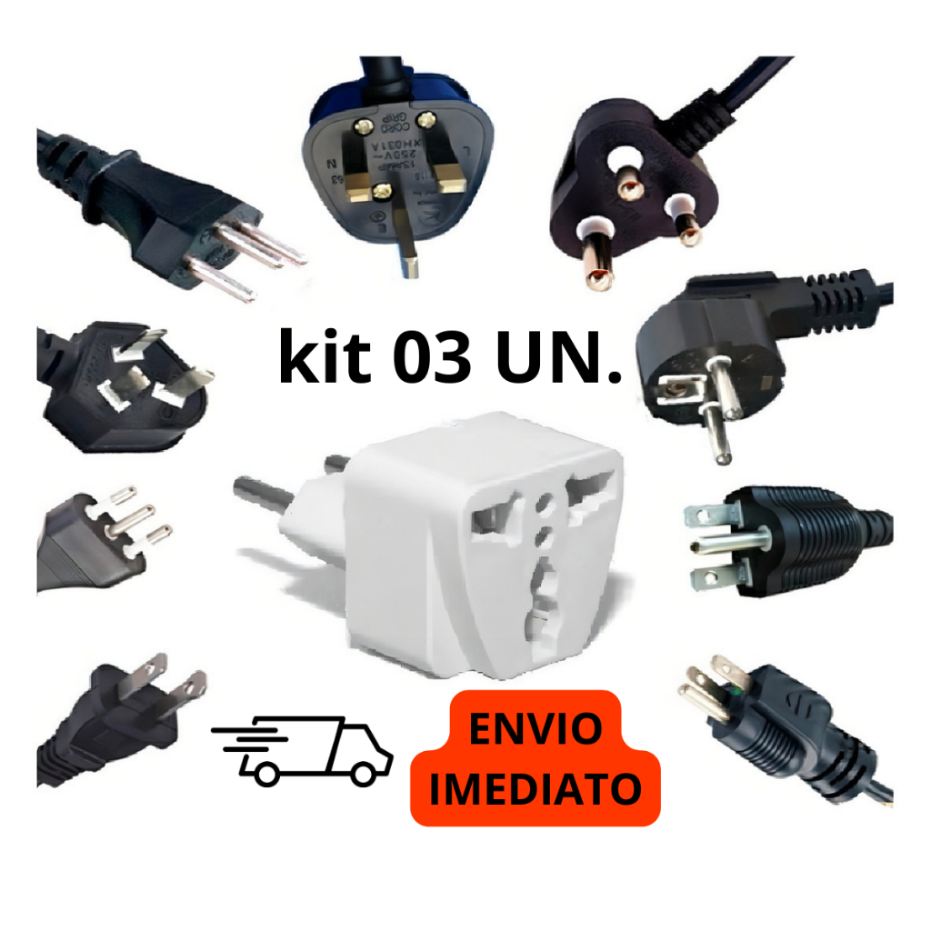 Kit Tomada Adaptador Universal Padrão Europeu Uk Para Brasil 110V/220V