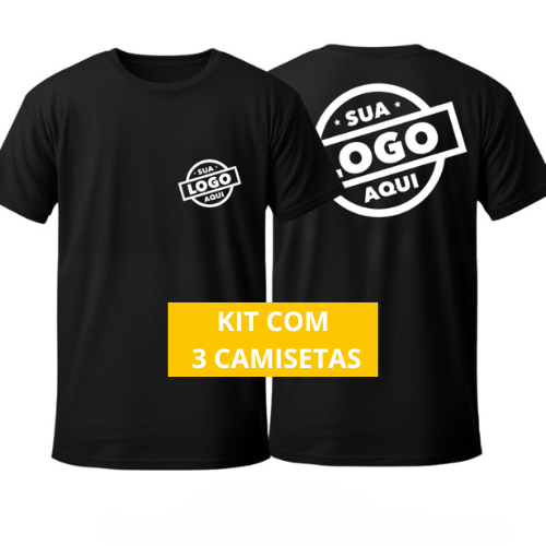 KIT 3 Camisetas Personalizadas Com Sua Logo - 100% Algodão Premium