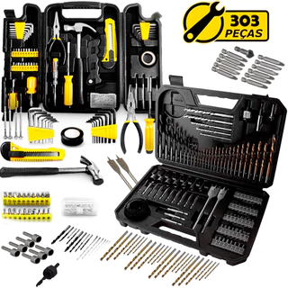 Jogo Ferramentas 200 Peças Serviços Gerais + Maleta De Brocas Bits Titanium Para Furadeira 103 Peças em Oferta na Shopee