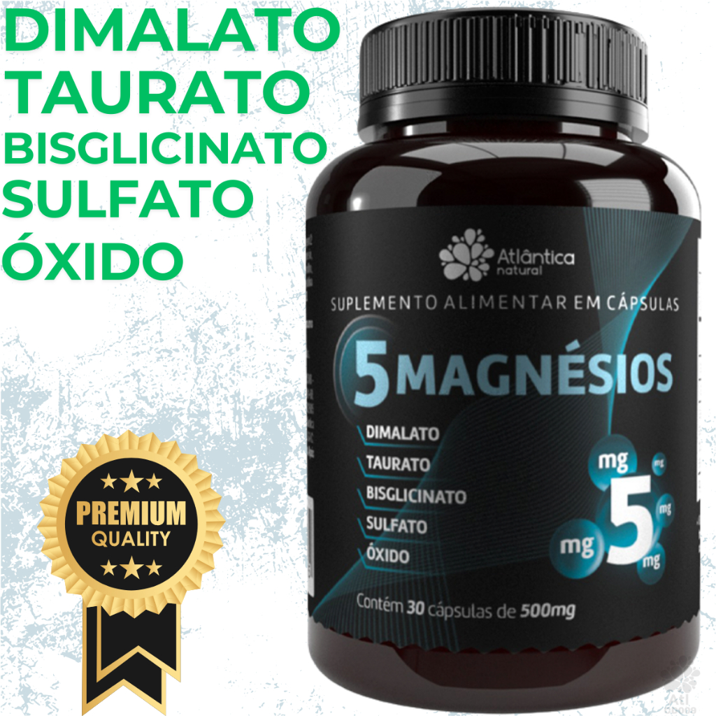 Magnésio Dimalato Taurato Bisglicinato Sulfato Óxido 5 Magnésios ...