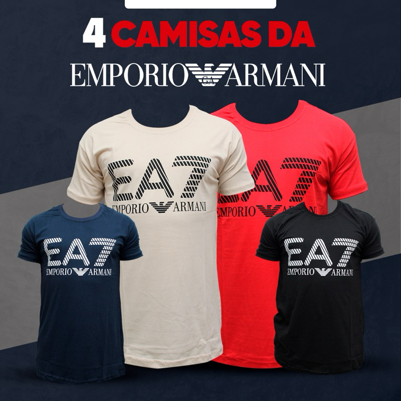 kit 4 camiseta grife EA7 100% algodão | Shopee Brasil