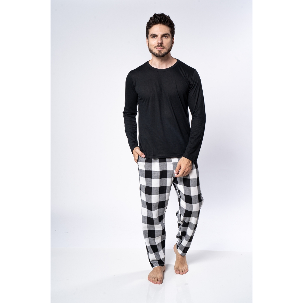 Pijama Masculino Longo Xadrez Frio Inverno Flanela em Oferta na Shopee