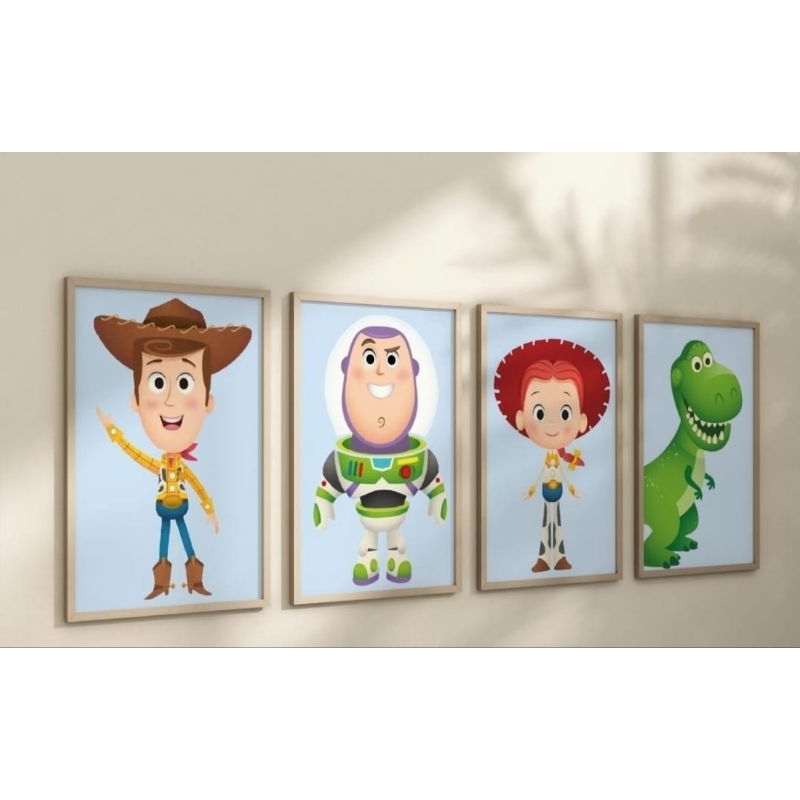 kit Quadros Decorativos Quarto Toy Story 60x40