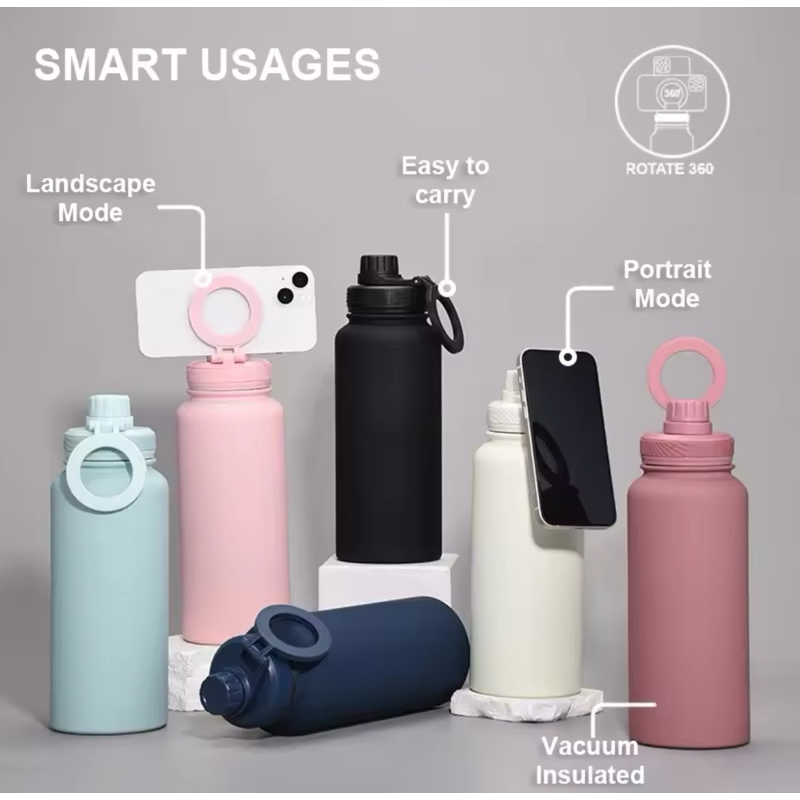 Garrafa Térmica Magsafe 800ml Com Suporte Para Celular Magnético Imã ...