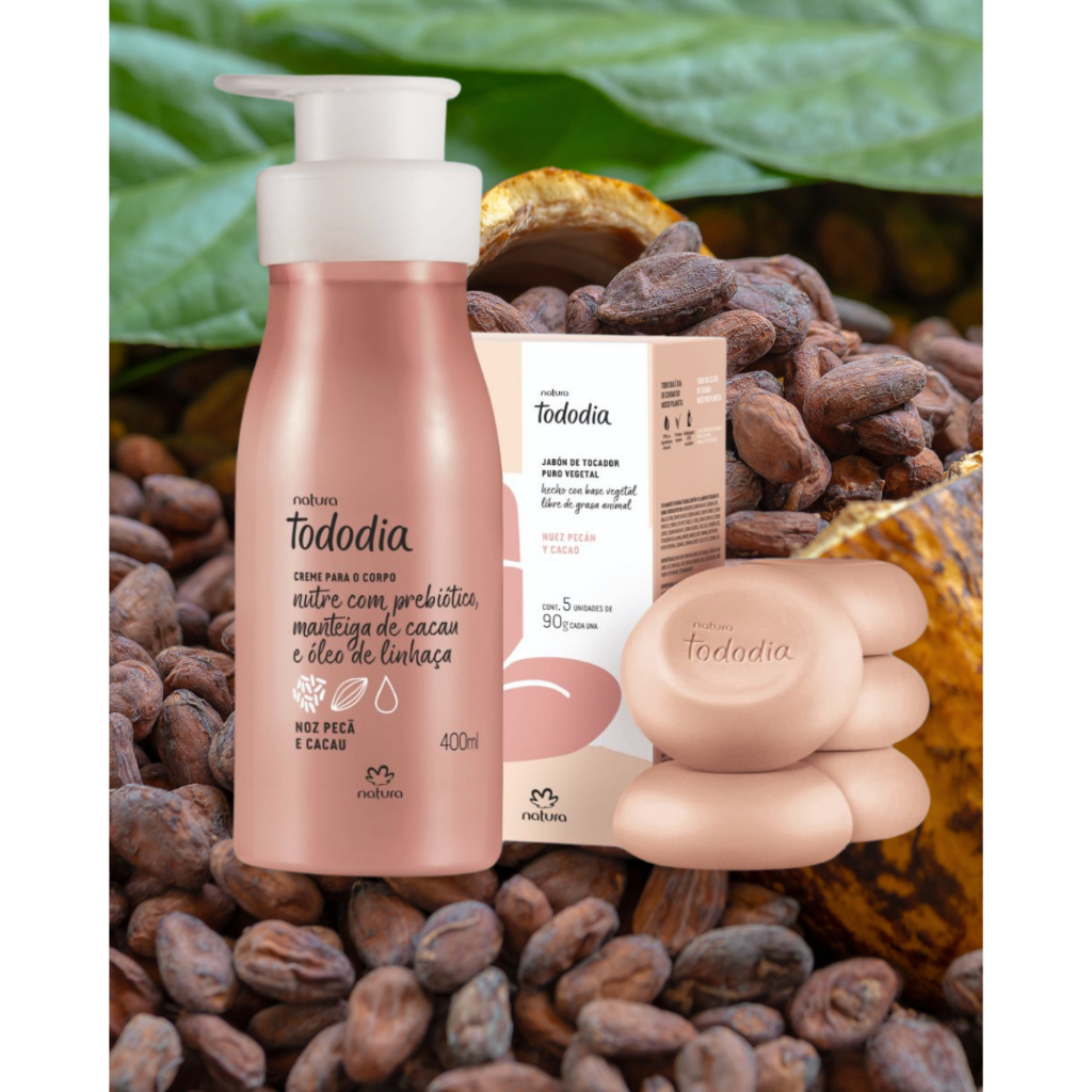 KIT HIDRATANTE + CX DE SABONETE NOZ PECÃ E CACAU DE NATURA TODODIA ...