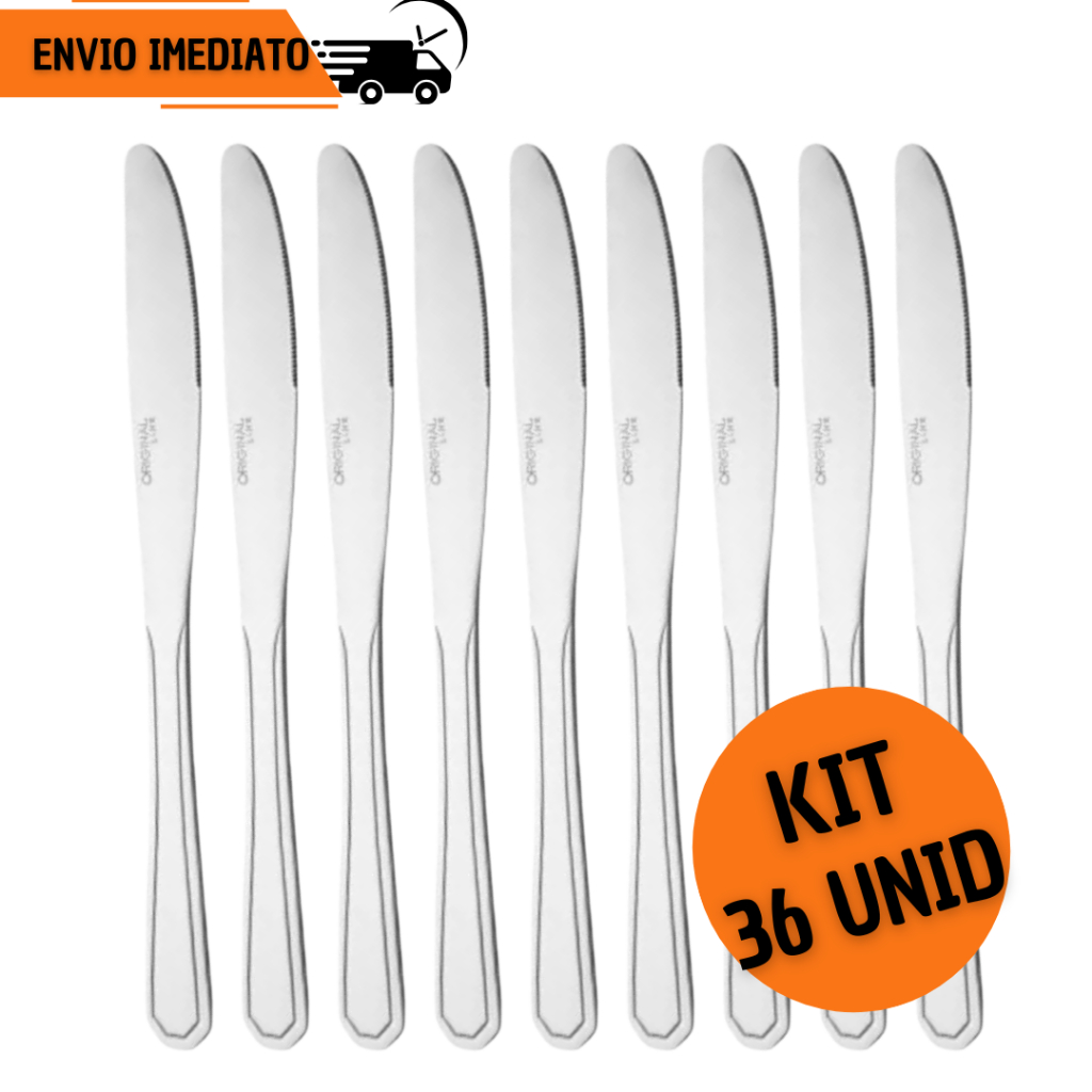 Kit 36 Facas em Inox de Mesa Jogo Conjunto Talher para Refeição Bar ...