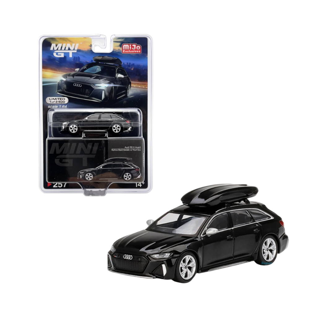 MINIATURA MINI GT AUDI RS 6 AVANT MYTHOS BLACK METALLIC W/ ROOF