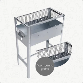 Churrasqueira Portátil Carvão Galvanizada Compacta Camping Varanda