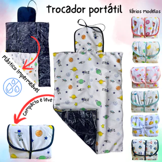 Trocador Portátil Impermeável bebê Estampado 80 x 45 cm envio rápido fácil limpeza super prático