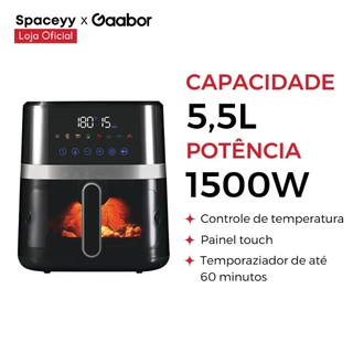 Fritadeira Air Fryer Gaabor Elétrica Digital Touch e Visor Transparente Jumbo 5,5L 1500W
