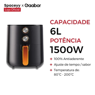 Fritadeira Elétrica Air Fryer Sem Óleo 6L Gaabor 127V / 220V Jumbo 1500W Antiaderente Grafite Fosco