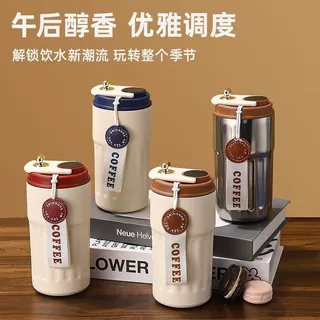 Copo Térmico Cafe personalizado Inox Portátil com tampa,420ml, Com LED Temperatura Antivazamento—