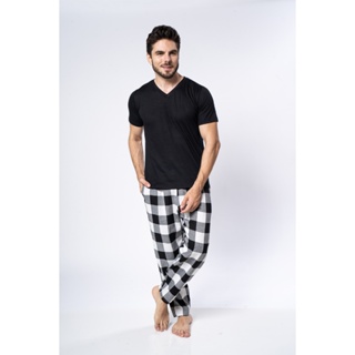Pijama Conjunto Masculino Xadrez Flanela Curto Inverno Frio Vista Basics em Oferta na Shopee