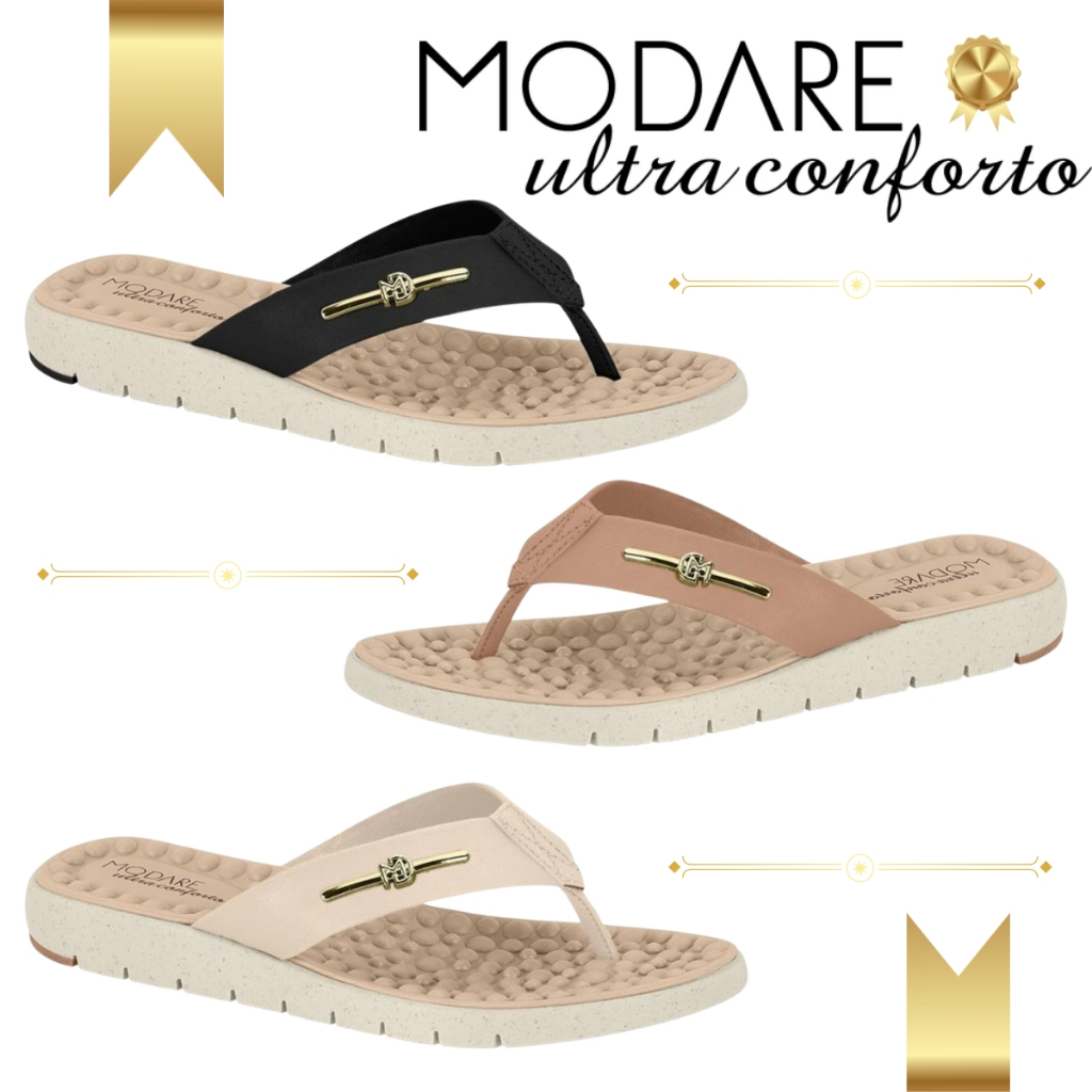 Chinelo Feminino Modare Detalhe Dourado 7162.217 | Shopee Brasil