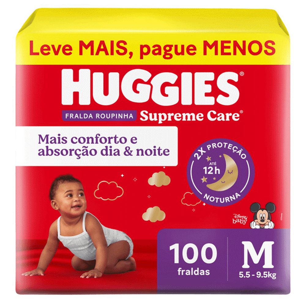 Fralda Huggies Supreme Care Roupinha M 100 Unidades - MELHOR OPÇÃO ...