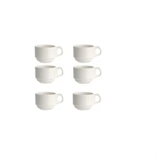 12 Xícara Sublimação 180ml Oxford Porcelana Sem Pires Empalhável Hotel - A Pronta Entrega!