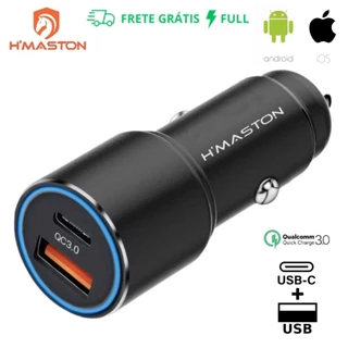 H'maston Carregador Veicular turbo 67W TIPO C + USB Turbo Carregamento rápido/Universal Original em Oferta na Shopee