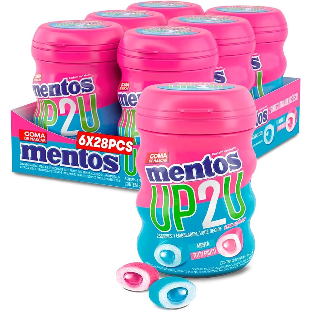 Chiclete Mentos Sem Açúcar Pure Fresh UP2U 56g - Display 6 Garrafas ...