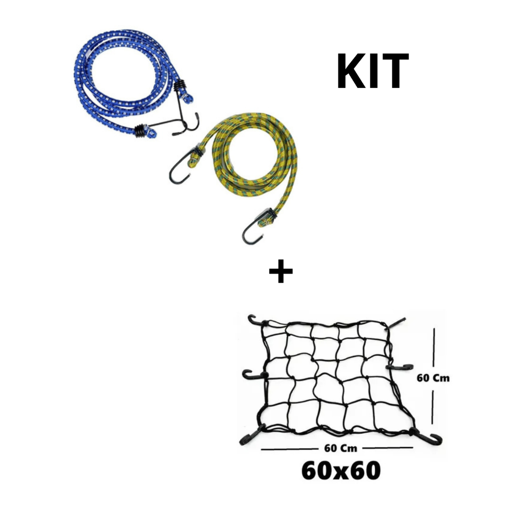 Rede Elástica Aranha + 2 Extensor Capacete Bagageiro Moto/Bicicleta/Carro/Barco