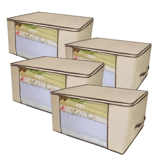 Kit 4 Caixas Organizadoras 60X45X30 Grande de Roupas Calçados Cobertas TNT Com Tampa Anti-Poeira Umidade Inseto Multiuso em Oferta na Shopee