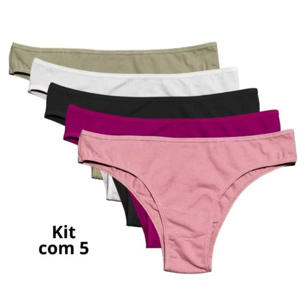 kit 5 Calcinha de Cotton Algodão Basica | Shopee Brasil