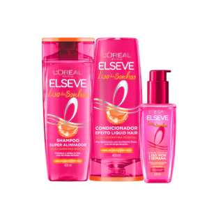 Kit Elseve Liso Dos Sonhos Shampoo 400ml, Condicionador 400ml e Sérum 100ml Liso dos Sonhos em Oferta na Shopee