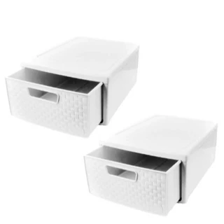 KIT 2 Gaveteiros Modular MELHOR PREÇO Decoração Porta Calçado Rattan Empilhável Branco 254 Nitron