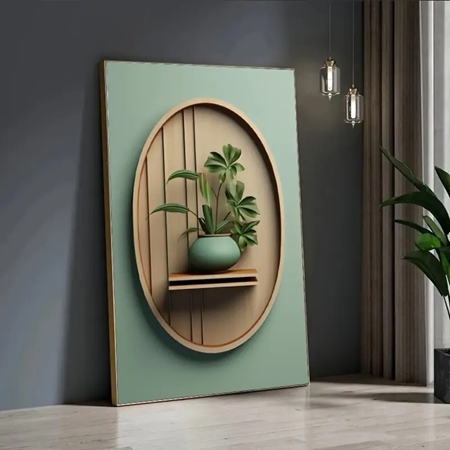 Quadro decorativo 1 peça Planta Vaso Verde Oliva moderno abstrato 3d zen clean decoração elegante casa sala quarto | Shopee Brasil