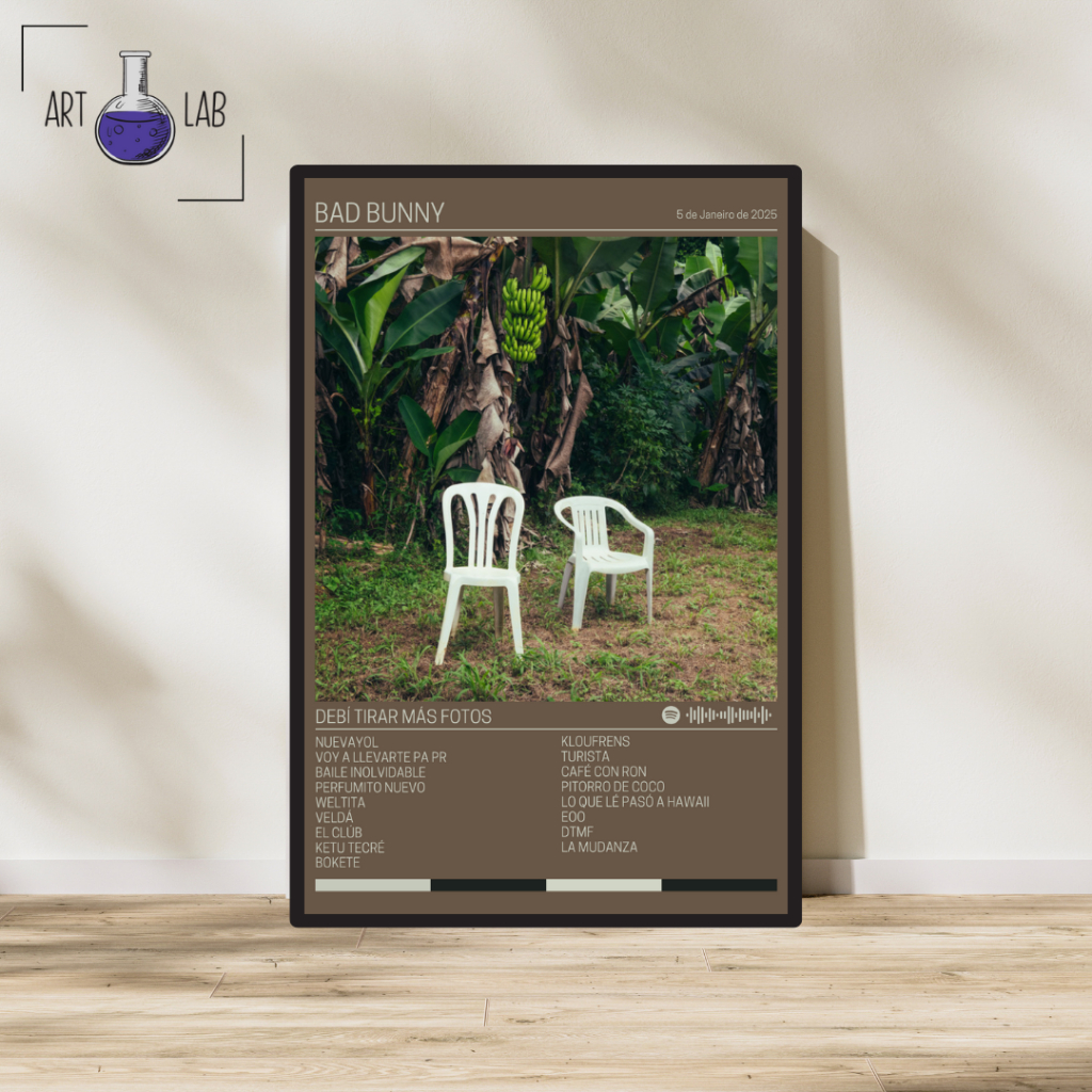 Quadro decorativo Bad Bunny - Debí Tirar Más Fotos álbum moldura e