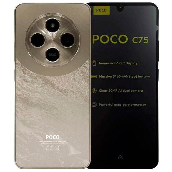 Celular Xiaomi Poco C75 256gb Dourado 8gb Ram Versão Global Original