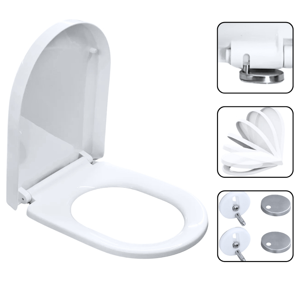 Assento Sanitário Tampa de Privada Carrara de Polipropileno Fechamento Suave Soft Close Limpa Fácil
