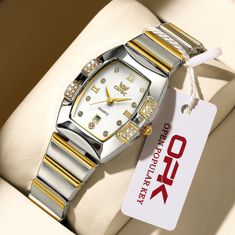 OPK Relógio Feminino Brilhante Dourado Luxo Orient Original A