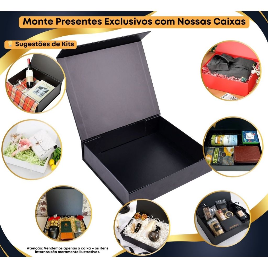MEG　ss特典セット Caixa Rígida Para Presente Preta Rígida 18x18x7 36X26X10 Com