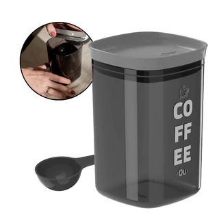 Pote Hermético Porta Mantimentos 1L Café com Colher Dosadora de Porções Coffee Ou