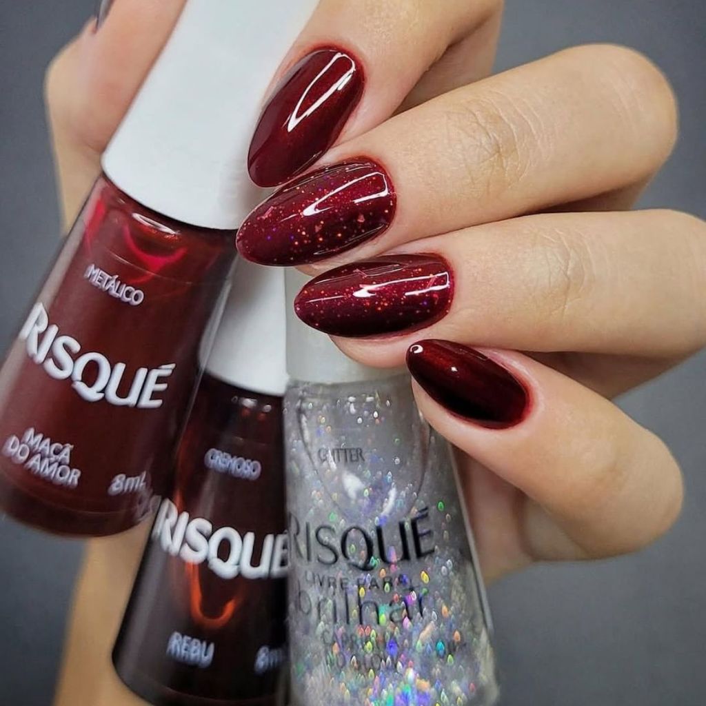Kit 3 Esmaltes Risque Tons de Vermelho e Glitter Clássicos Mais ...