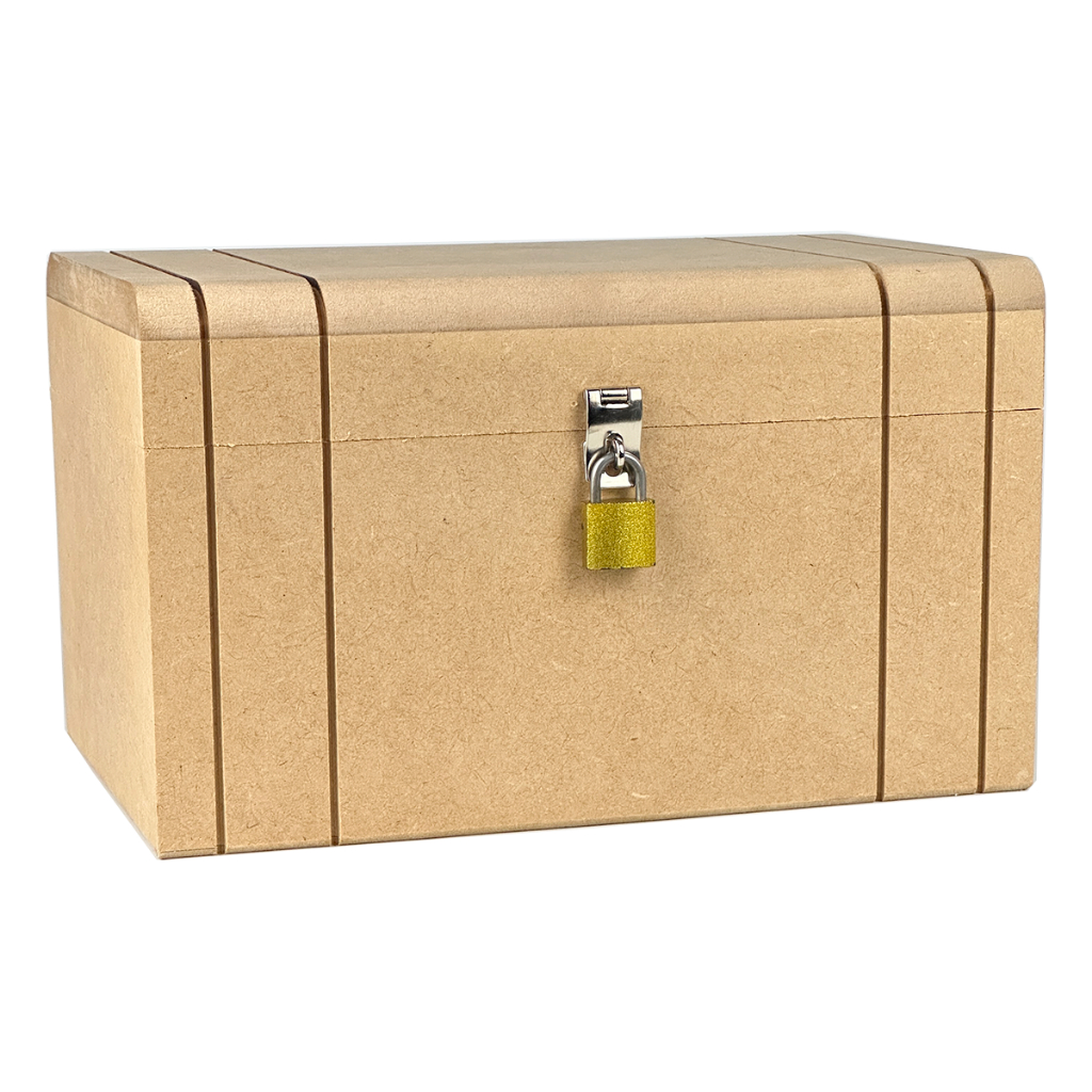 Caixa Baú De Madeira Em Mdf Cru Com Fecho + Cadeado Com Chave | Shopee ...