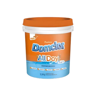 Cloro Granulado Domclor All Day 7,5Kg – Tratamento 5 em 1 para Piscinas