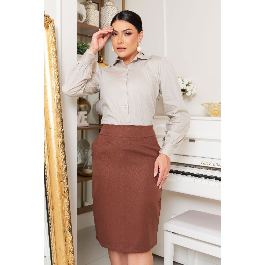 Saia Secretária Executiva Moderna Alfaitaria Bolso Atacado