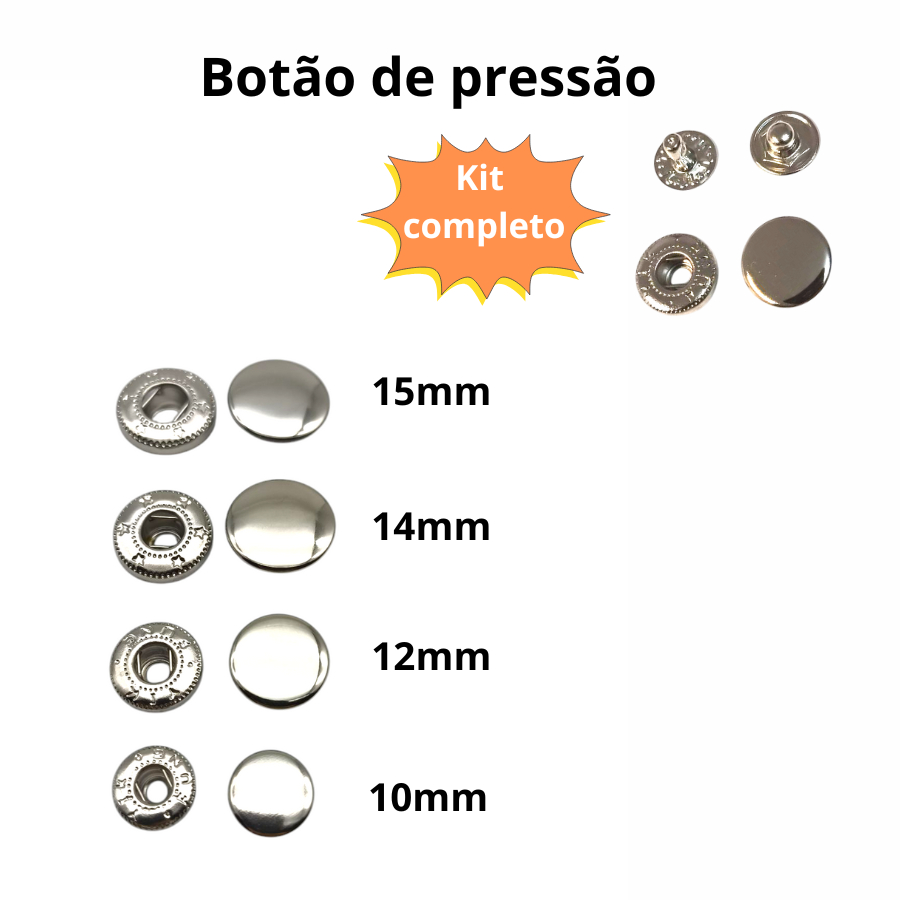 Kit completo Botão De Pressão - 50 Unidades | Shopee Brasil