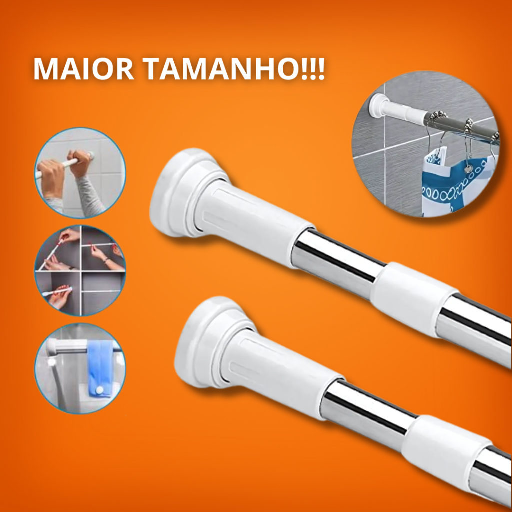 Varão Ajustável e Extensível de Cortina Universal para Banheiro e Pia