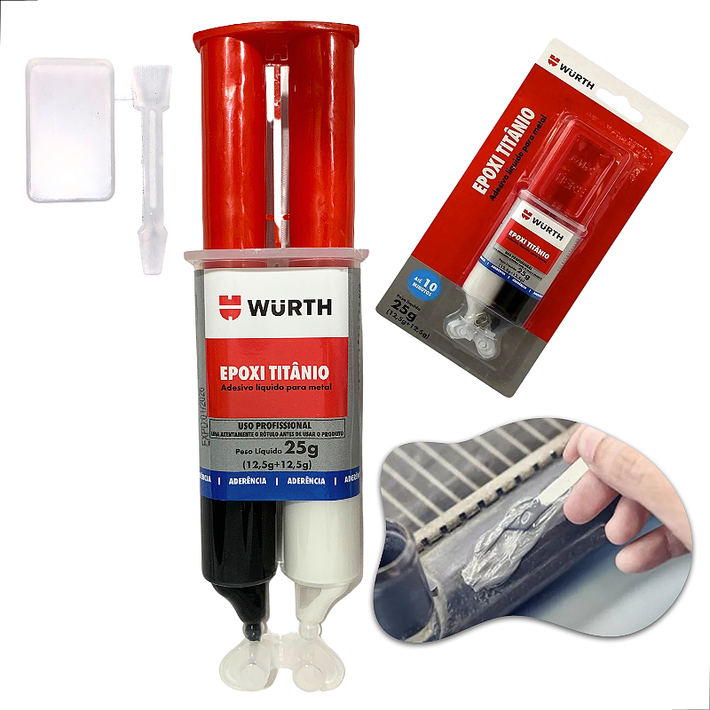 Cola Epóxi Titânio 25g Solda Fria Para Aço Alumínio Ferro Cobre Metal Wurth