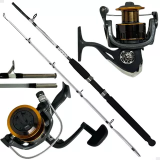 Kit Pesca 15 Kg Vara Fibra de Vidro Maciça 1,65m + Molinete 3000 Alumínio