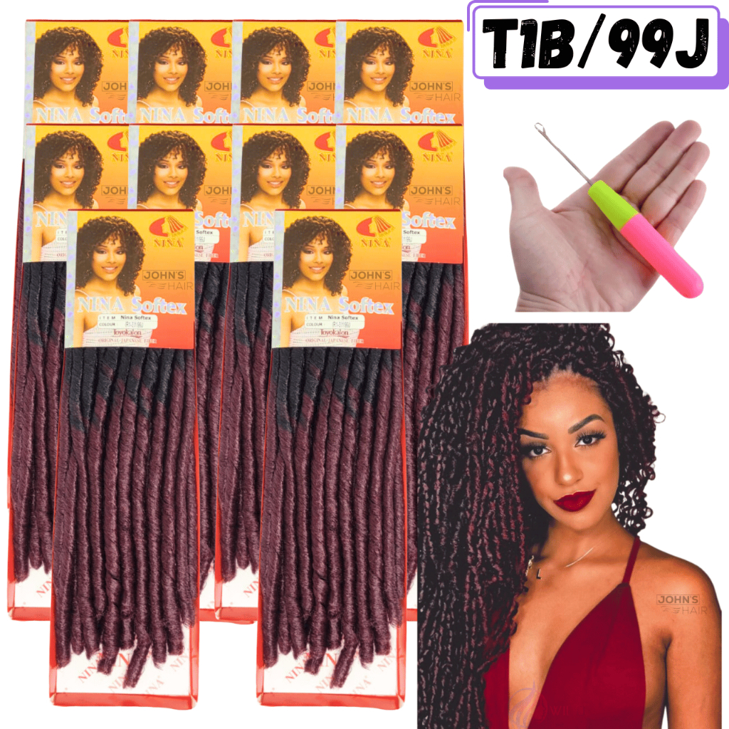 Kit 10 Pacotes Cabelo Nina Softex Crochet Braids Original + Agulha